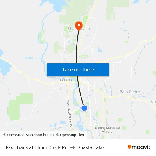 Fast Track at Churn Creek Rd to Shasta Lake map