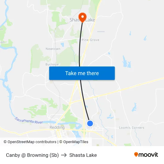 Canby @ Browning (Sb) to Shasta Lake map