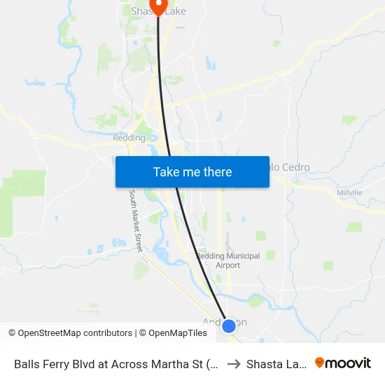 Balls Ferry Blvd at Across Martha St (Fb) to Shasta Lake map
