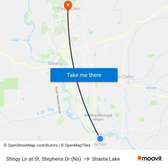 Stingy Ln at St. Stephens Dr (Ns) to Shasta Lake map