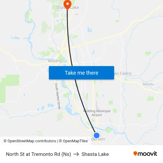 North St at Tremonto Rd (Ns) to Shasta Lake map