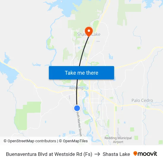 Buenaventura Blvd at Westside Rd (Fs) to Shasta Lake map