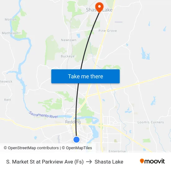 S. Market St at Parkview Ave (Fs) to Shasta Lake map