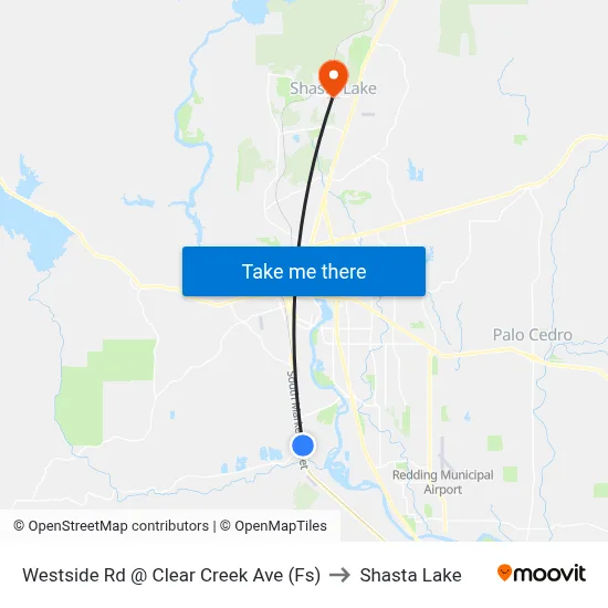 Westside Rd @ Clear Creek Ave (Fs) to Shasta Lake map