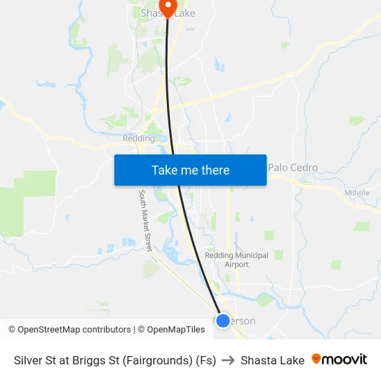 Silver St at Briggs St (Fairgrounds) (Fs) to Shasta Lake map
