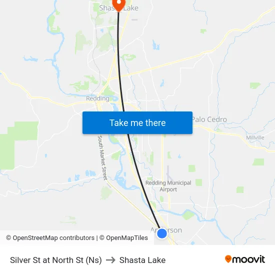 Silver St at North St (Ns) to Shasta Lake map