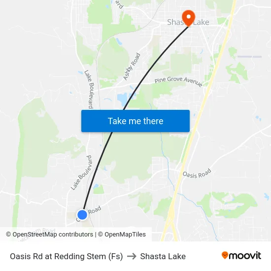 Oasis Rd at Redding Stem (Fs) to Shasta Lake map