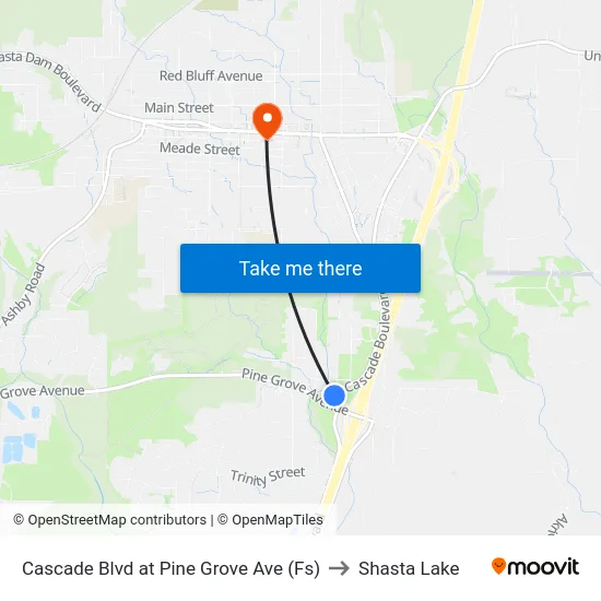 Cascade Blvd at Pine Grove Ave (Fs) to Shasta Lake map
