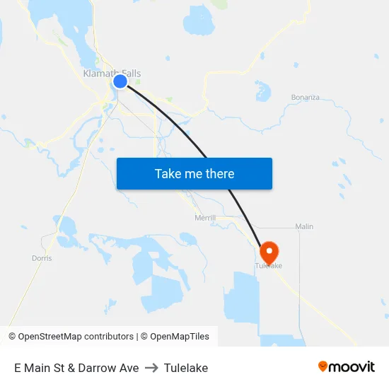 E Main St & Darrow Ave to Tulelake map