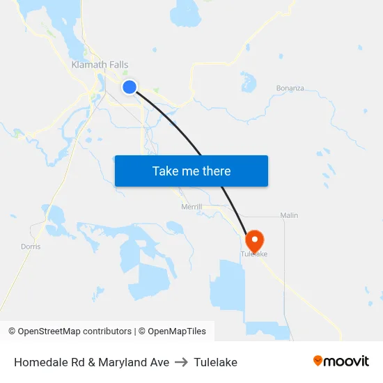 Homedale Rd & Maryland Ave to Tulelake map