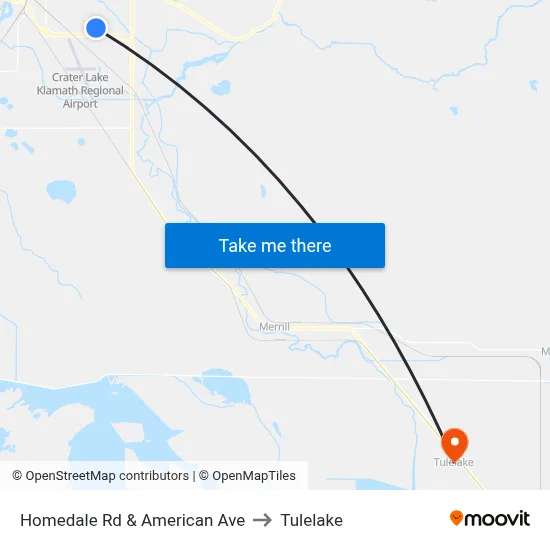 Homedale Rd & American Ave to Tulelake map