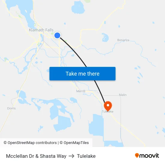 Mcclellan Dr & Shasta Way to Tulelake map