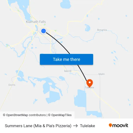 Summers Lane (Mia & Pia's Pizzeria) to Tulelake map