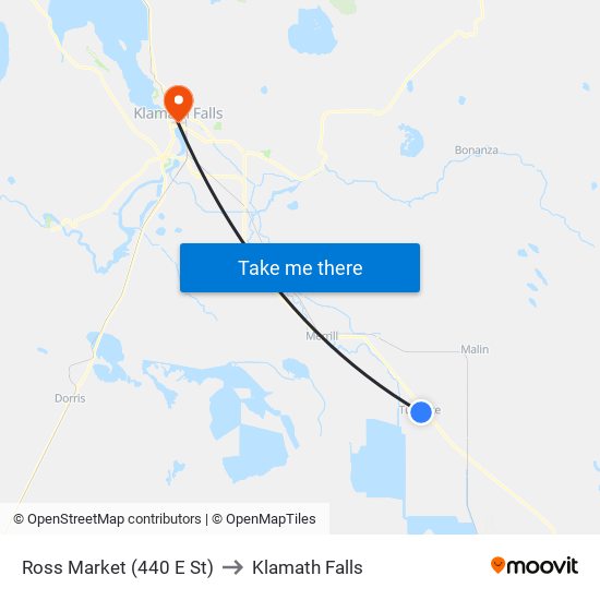 Ross Market (440 E St) to Klamath Falls map