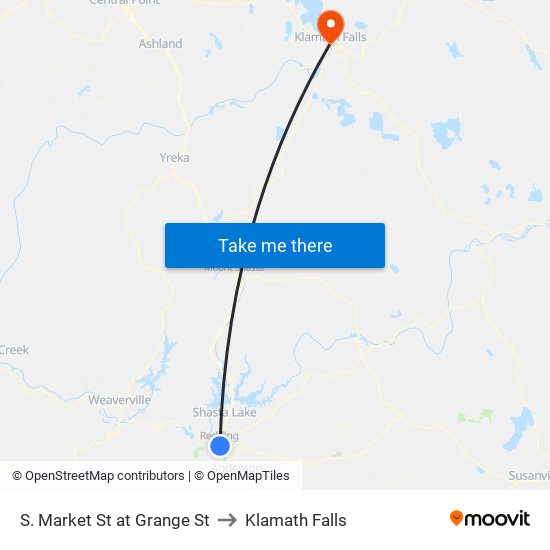 S. Market St at Grange St to Klamath Falls map