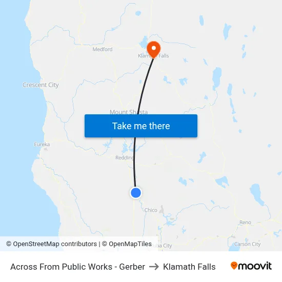 Across From Public Works - Gerber to Klamath Falls map
