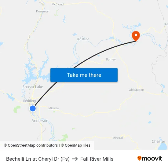 Bechelli Ln at Cheryl Dr (Fs) to Fall River Mills map