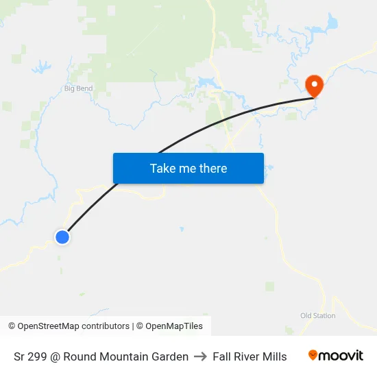 Sr 299 @ Round Mountain Garden to Fall River Mills map