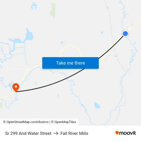 Sr 299 And Water Street to Fall River Mills map