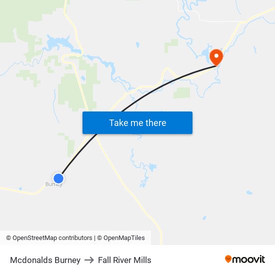 Mcdonalds Burney to Fall River Mills map