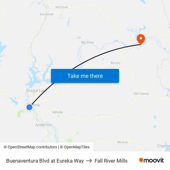 Buenaventura Blvd at Eureka Way to Fall River Mills map