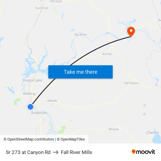 Sr 273 at Canyon Rd to Fall River Mills map