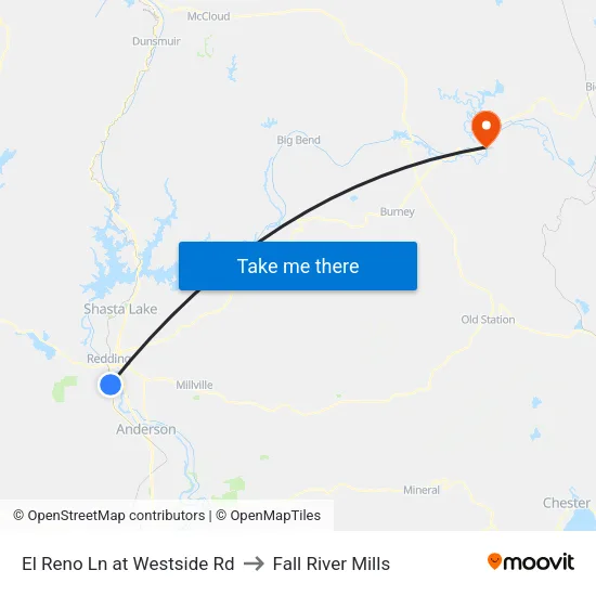 El Reno Ln at Westside Rd to Fall River Mills map