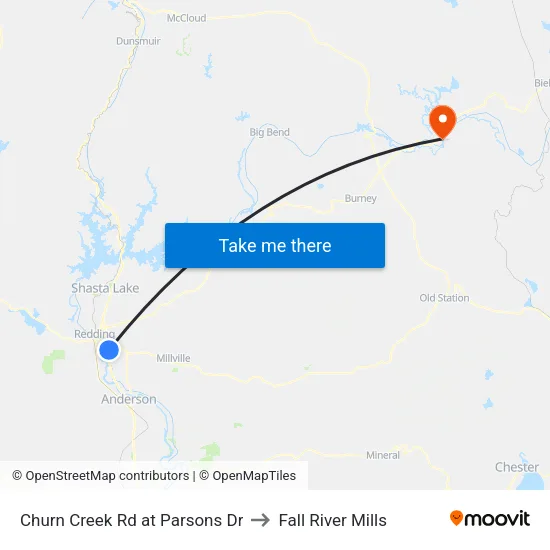 Churn Creek Rd at Parsons Dr to Fall River Mills map