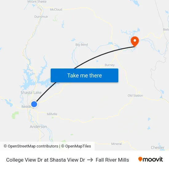College View Dr at Shasta View Dr to Fall River Mills map