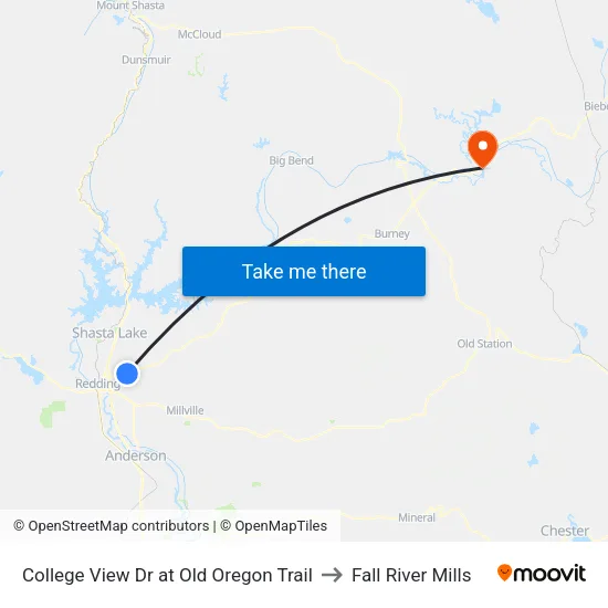 College View Dr at Old Oregon Trail to Fall River Mills map