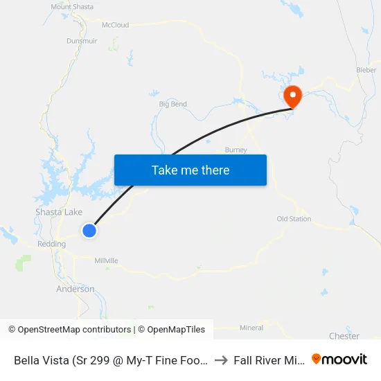 Bella Vista (Sr 299 @ My-T Fine Foods) to Fall River Mills map