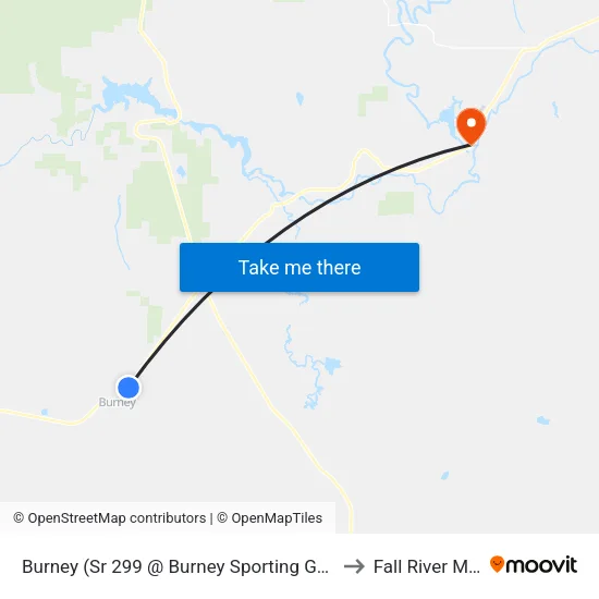Burney (Sr 299 @ Burney Sporting Goods) to Fall River Mills map