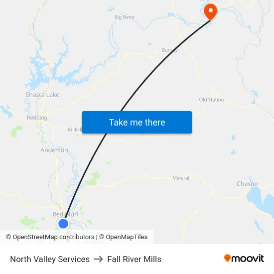 North Valley Services to Fall River Mills map