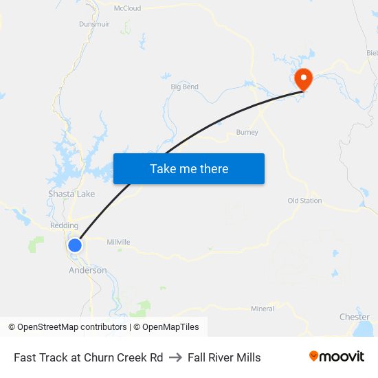 Fast Track at Churn Creek Rd to Fall River Mills map