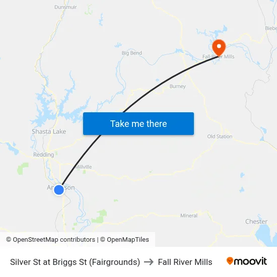 Silver St at Briggs St (Fairgrounds) to Fall River Mills map