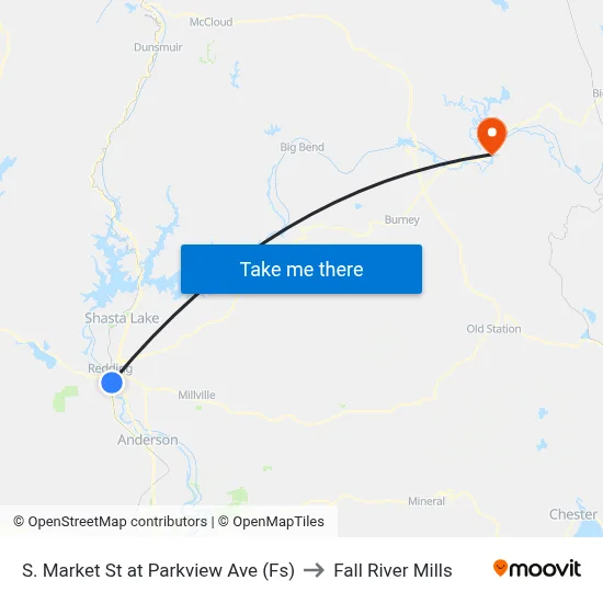 S. Market St at Parkview Ave (Fs) to Fall River Mills map