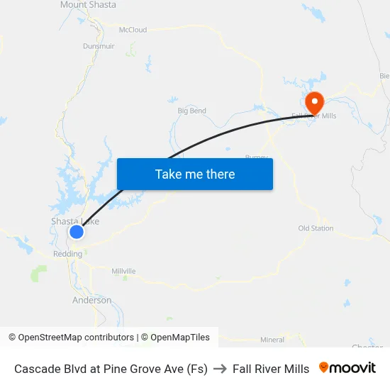 Cascade Blvd at Pine Grove Ave (Fs) to Fall River Mills map