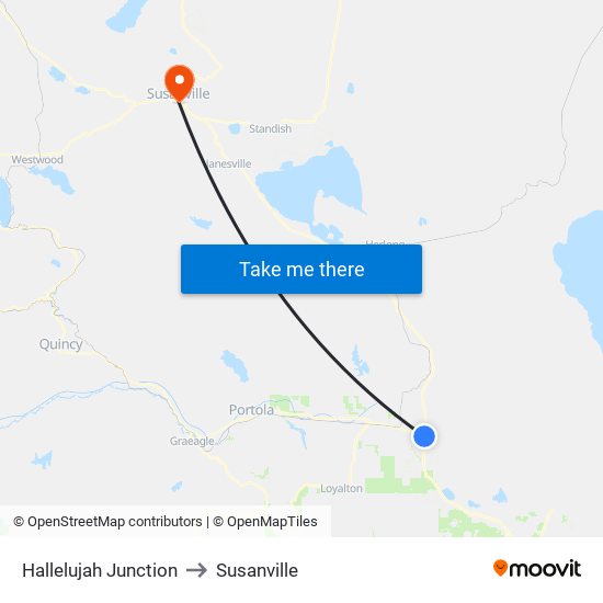 Hallelujah Junction to Susanville map