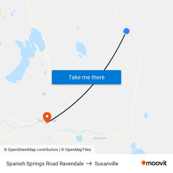 Spanish Springs Road Ravendale to Susanville map