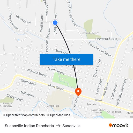 Susanville Indian Rancheria to Susanville map