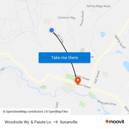 Woodside Wy. & Paiute Ln. to Susanville map