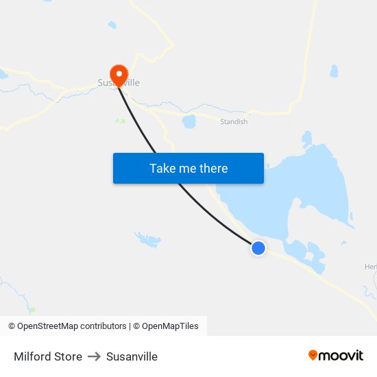 Milford Store to Susanville map