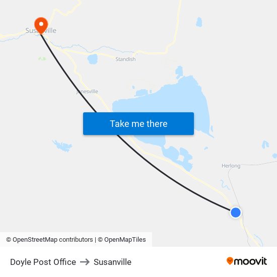 Doyle Post Office to Susanville map