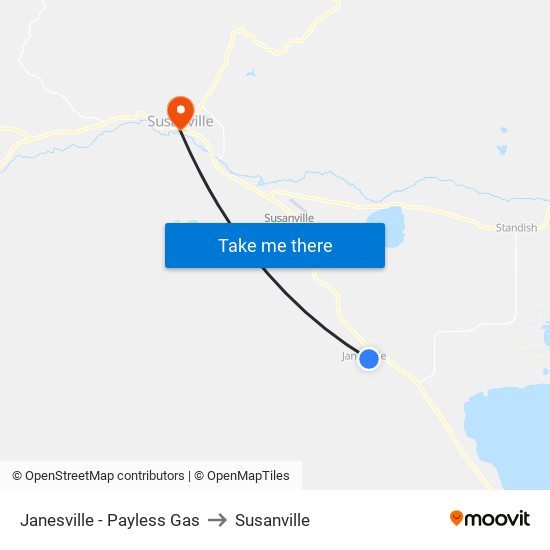 Janesville - Payless Gas to Susanville map