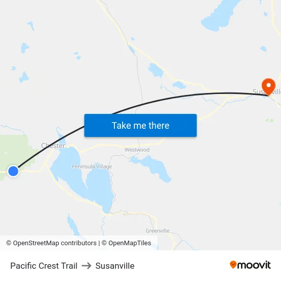 Pacific Crest Trail to Susanville map