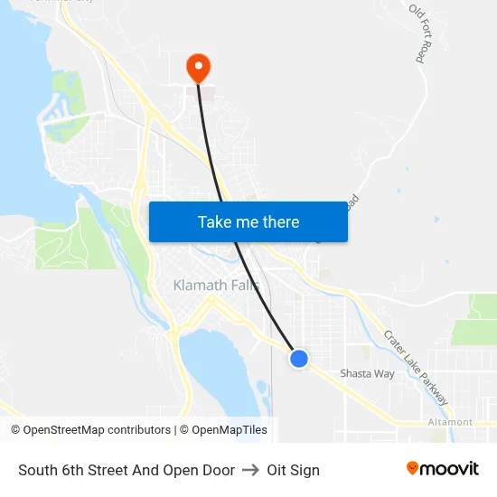 South 6th Street And Open Door to Oit Sign map