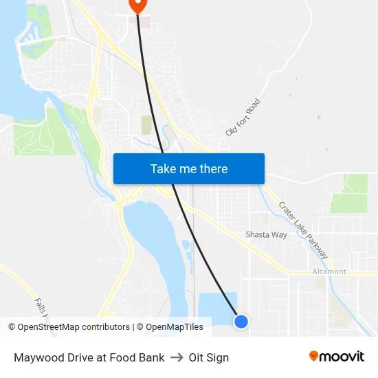 Maywood Drive at Food Bank to Oit Sign map
