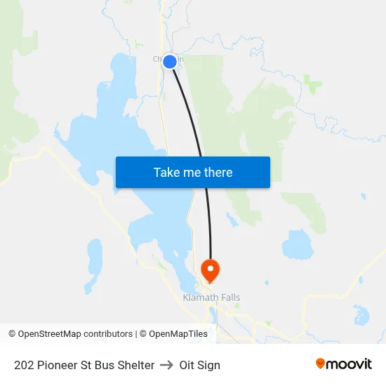 202 Pioneer St Bus Shelter to Oit Sign map