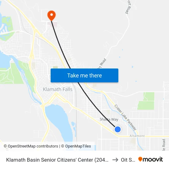 Klamath Basin Senior Citizens' Center (2045 Arthur St) to Oit Sign map