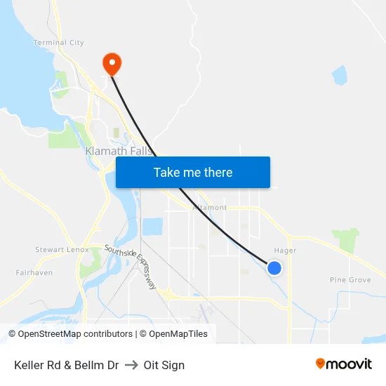 Keller Rd & Bellm Dr to Oit Sign map